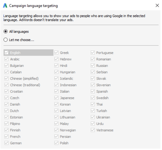 language targeting